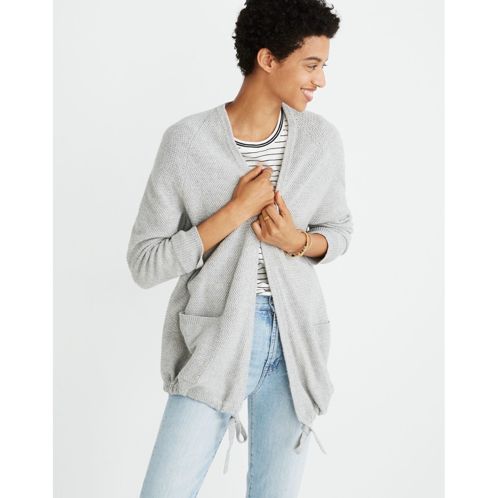 Madewell Womens Palisades Cardigan Sweater Size M Gray‎ Tie Front Casual Cozy